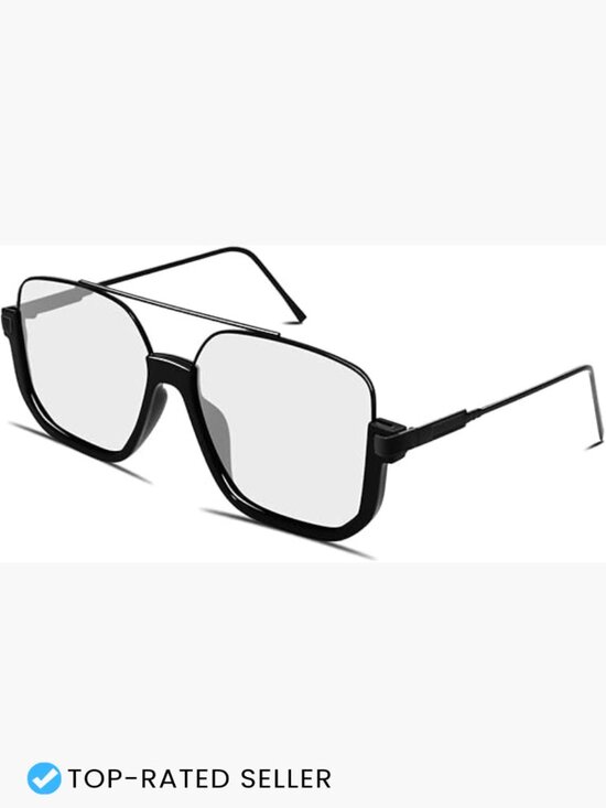 Retro Oversized Aviator Sunglasses Square Double Bridge Pilot Trendy Shades main image 5